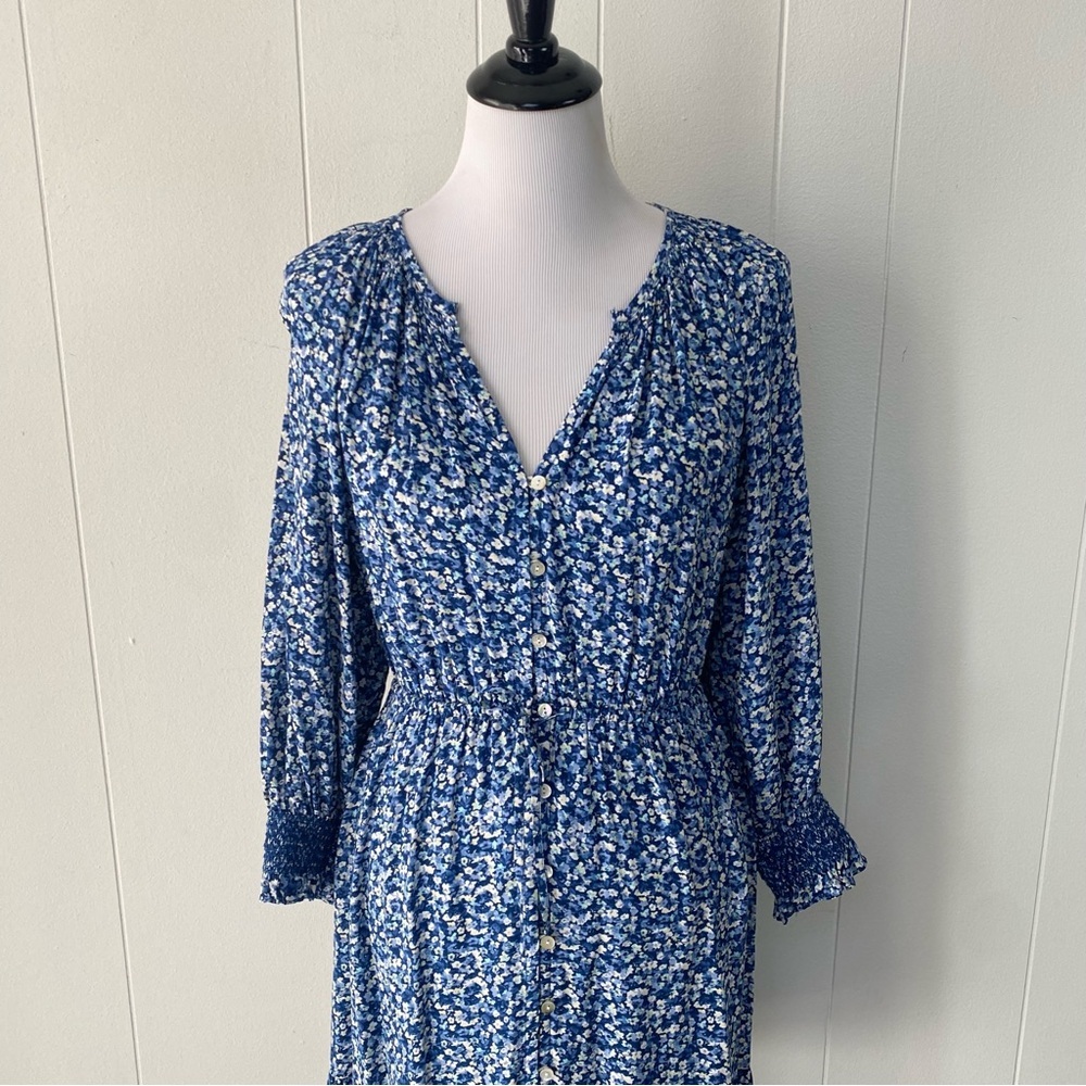 Rails Womens Eliza Blue Floral Print Rayon Fit & Flare Dress Ice Chrysanthemum M - Picture 4 of 14